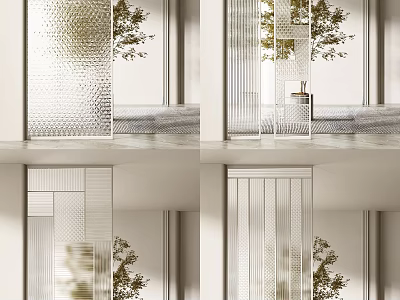 Elegant Modern Glass Partition With Geometric Patterns For Home Interior Design 3d model