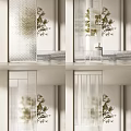 Elegant Modern Glass Partition With Geometric Patterns For Home Interior Design 3d model