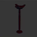 Red Spiral Column Garden Ornament With Decorative Top Stand Design For Gardens