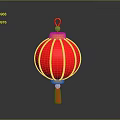 Red Traditional Lantern Pendant Light With Yellow Lines And Tassel Decor
