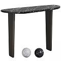 Two Console Tables With White And Black Marble Top And Dark Base 3d model