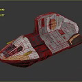 Sci Fi Spaceship Model With Gray White Orange Red Exterior And Sleek Cockpit Design