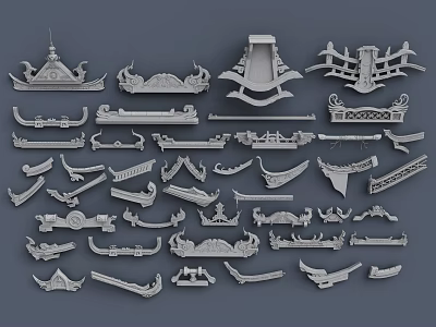 Building Exterior Wall Decorative Elements With Various Ornamental Mouldings And Cornices 3d model