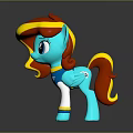 Colorful Blue Pony 3D Model Toy With Red Yellow Mane Tail And TVT Vest