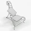 Vintage Style Lounge Chair with Metal Frame and Light Green Cushions