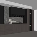 Modern Black Gray Wine Cabinet With LED Lighting And Open Shelves For Home Bar