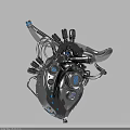 Intelligent Machine Mechanical Heart Design With Pipes Knobs Dials And Blue Indicators