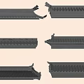 Traditional Chinese Roof Components With Various Tile Patterns And Eave Designs 3d model