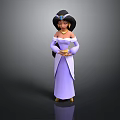 Detailed Disney Jasmine Princess 3D Model With Purple Gown And Headscarf