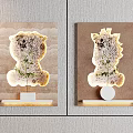Animal Shaped Hollow Out Wall Decor With Small Plant And Wooden Base