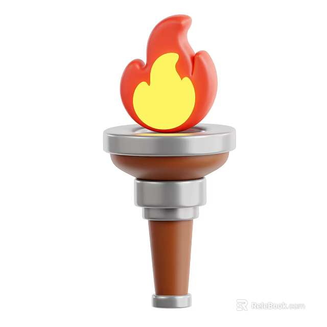 Industrial Equipment Torch With Flaming Top And Metal Base Structure 3d model 