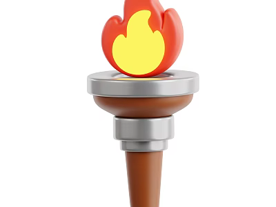 Industrial Equipment Torch With Flaming Top And Metal Base Structure 3d model