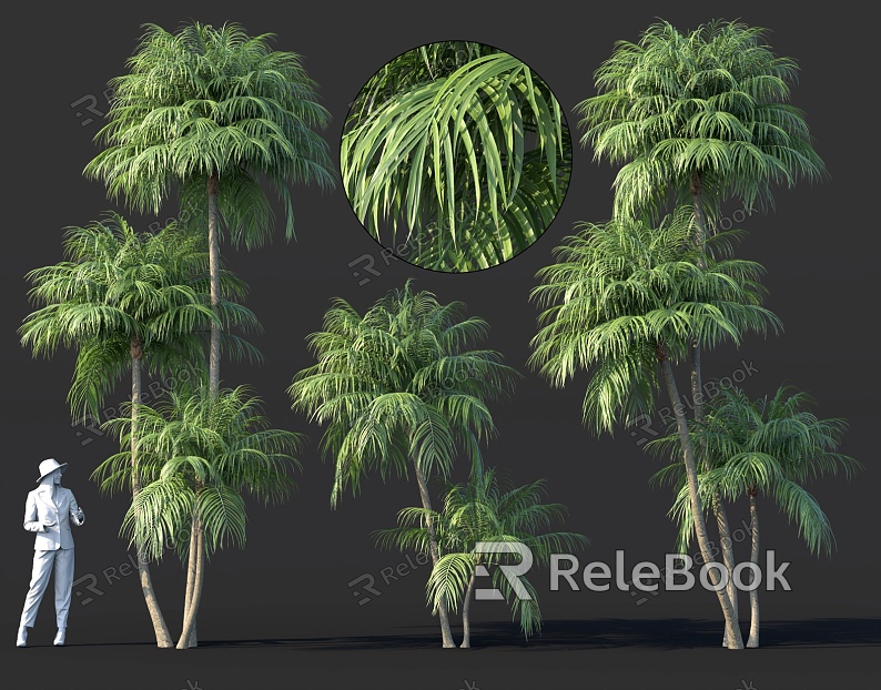 Palm Shrub Sargasso Potted Plant Bonsai Flower bed Tree pond Green plant cluster sketch model