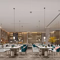 Elegant Modern Restaurant Interior With City View Large Windows Marble Bar And Green Chairs