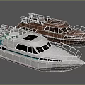 White Yacht With Green Wave Logo On Deck And Vintage Boat Background