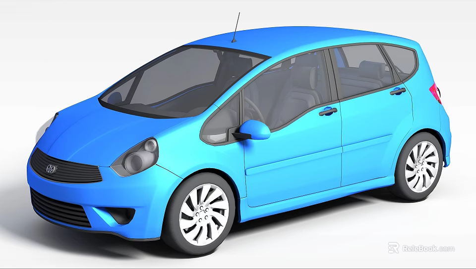 Blue Compact Hatchback Car With Sleek Exterior Design And Modern Wheels 3d model 