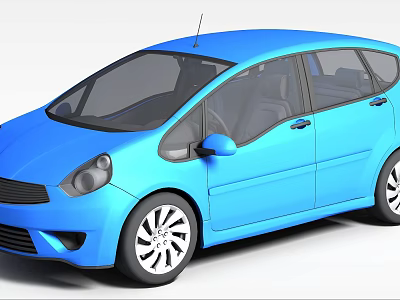 Blue Compact Hatchback Car With Sleek Exterior Design And Modern Wheels 3d model