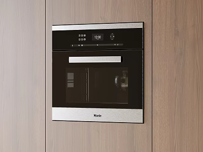 Haier Oven Built in Wooden Kitchen Cabinets featuring Black Glass Door Silver Frame Time 3d model