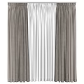 Elegant Gray Curtains With Sheer White Panels For Window Decoration 3d model