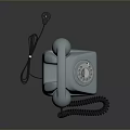 Vintage Light Blue Rotary Dial Telephone With Black Coiled Cord Design