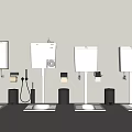 Modern Bathroom Toilets With White Cisterns Toilet Paper Holders And Trash Cans