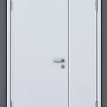 Modern White Double Doors With Metal Handles And Ventilation Grilles