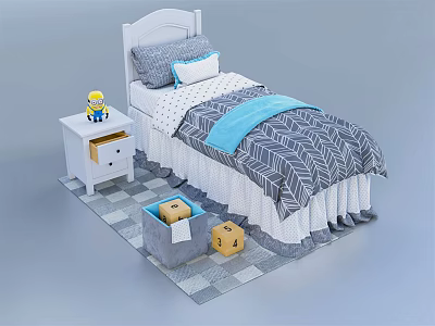 Modern Children's Bed Bedclothes Home Single Bed Bedding 3d model Modern Children's Bed Bedclothes Home Single Bed Bedding 3d model