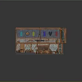 Medieval Tavern Interior With Wooden Structure Stone Walls Tables Fireplace And Tapestries