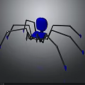 Blue Humanoid Character Spider Creature With Long Black Silver And Blue Legs 3d model