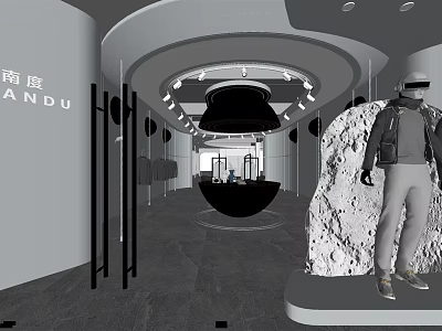 ANDU Modern Clothing Store Interior With Mannequin Display And Circular Lighting 3d model