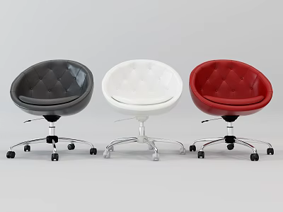 Modern Office Chairs In Gray White Red With Tufted Design And Swivel Wheels 3d model