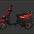 Red Electric Scooter With Modern Design White Stripes Black Seat And Red Rims