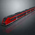 Red Modern Train with Multiple Carriages and Sleek Exterior Design 3d model