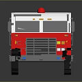Red And White Cartoon Fire Truck Model With Red Emergency Lights On Top