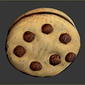 Delicious Round Chocolate Chip Cookie With Fresh Chocolate Chips On Top 3d model