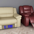 Modern Single Sofa Leather Multiplayer Single Functional Sofa 3d model