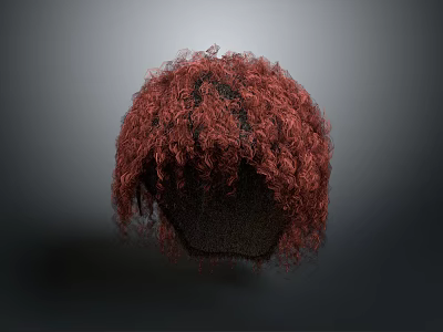 Realistic Red Curly Hair Wig Model With Natural Texture And Studio 3d model