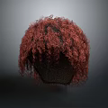 Realistic Red Curly Hair Wig Model With Natural Texture And Studio