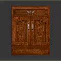 Solid Wood Storage Cabinet With Two Doors One Drawer And Metal Handles