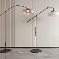 Modern Minimalist Floor Lamps With Black Pole Transparent Glass Shade And White Lampshade Interior