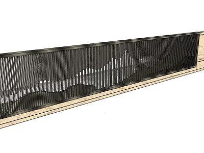 Modern Feature Wall Design With Metal Slats And Geometric Wave Pattern 3d model
