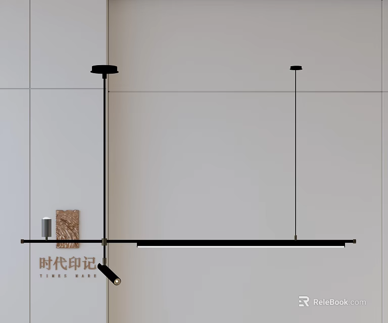 Modern Black Linear Pendant Light With Sleek Design In Minimalist White Interior Space 3d model 
