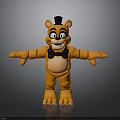 Orange Cartoon Bear Character With Black Top Hat Bow Tie And Open Arms Toy Figure