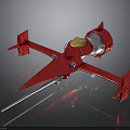 Red Spacecraft Model With Pointed Nose Red Wings Silver Cockpit And Front Spike