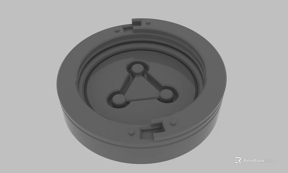 Gray Circular Mechanical Component With Internal Triangular Structure Design 3d model 