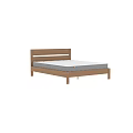 Double Bed With Wooden Headboard Frame And White Diamond Pattern Mattress 3d model
