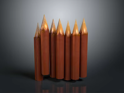 Brown Pencil Shaped Living Supplies With Pointed Tops And Smooth Surfaces 3d model