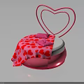 People Sitting on Pink Heart Shaped Sofa With Red Heart Pattern Blanket and Cushions