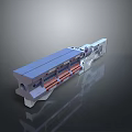 Military Weapon 3D Model With Long Barrel And Blue Red Mechanical Components