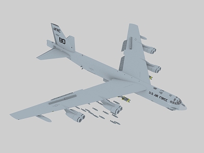 U.S. B52 Bomber Boeing B52 Stratosphere Fortress U.S. Long Range Strategic Bomber 3d model